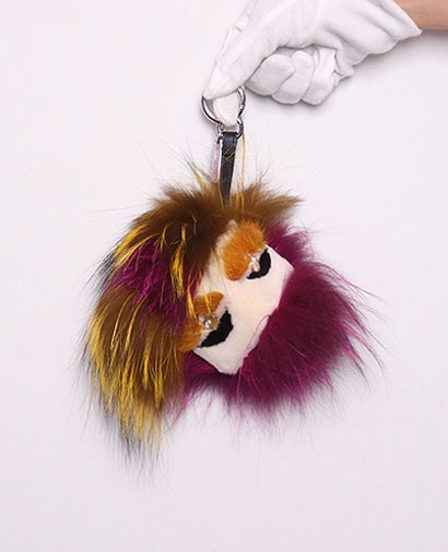 Fendi Crystal Colorius Monster Bag Charm, &pound;250, Accessories, Fur, Front view